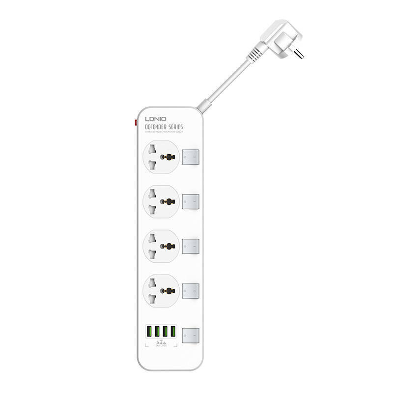 Strāvas pagarinātājs Ldnio, 4 rozetes, 2 m, 2500 W cena un informācija | Pagarinātāji | 220.lv