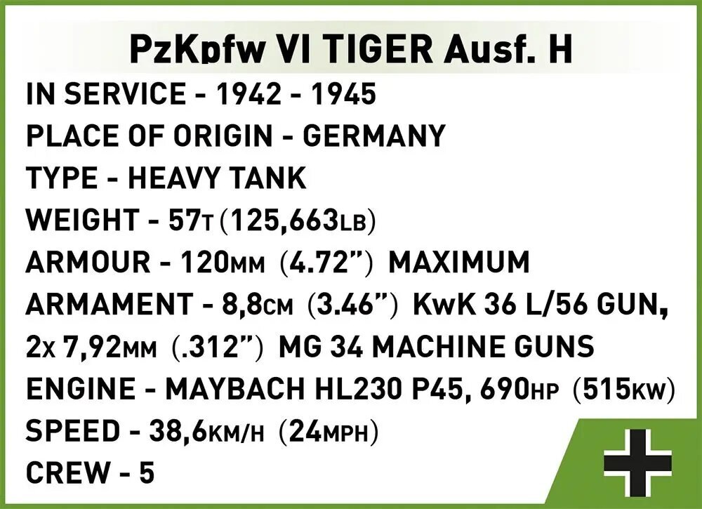 COBI - Konstruktors Panzerkampfwagen VI Tiger 131, 1/28, 2556 cena un informācija | Konstruktori | 220.lv