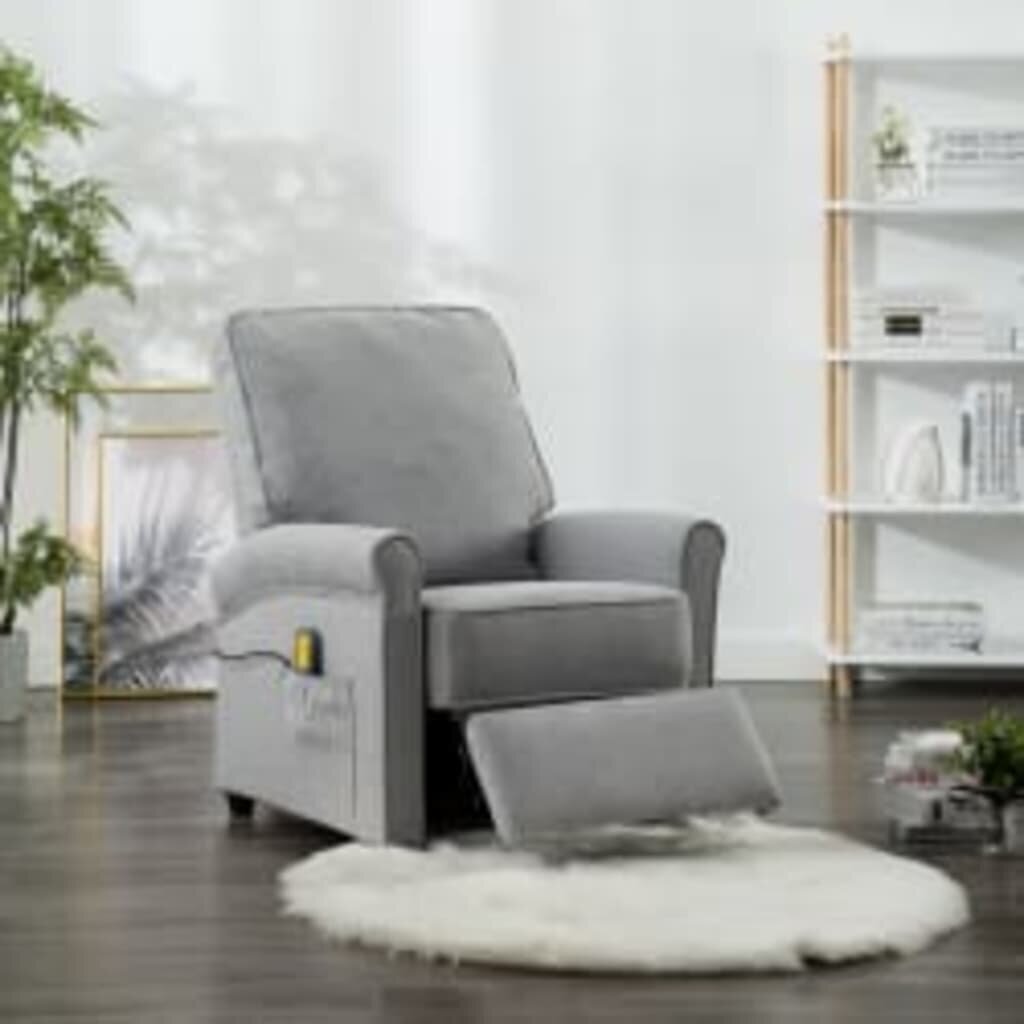 vidaXL masāžas krēsls, gaiši pelēks audums cena un informācija | Atpūtas krēsli | 220.lv