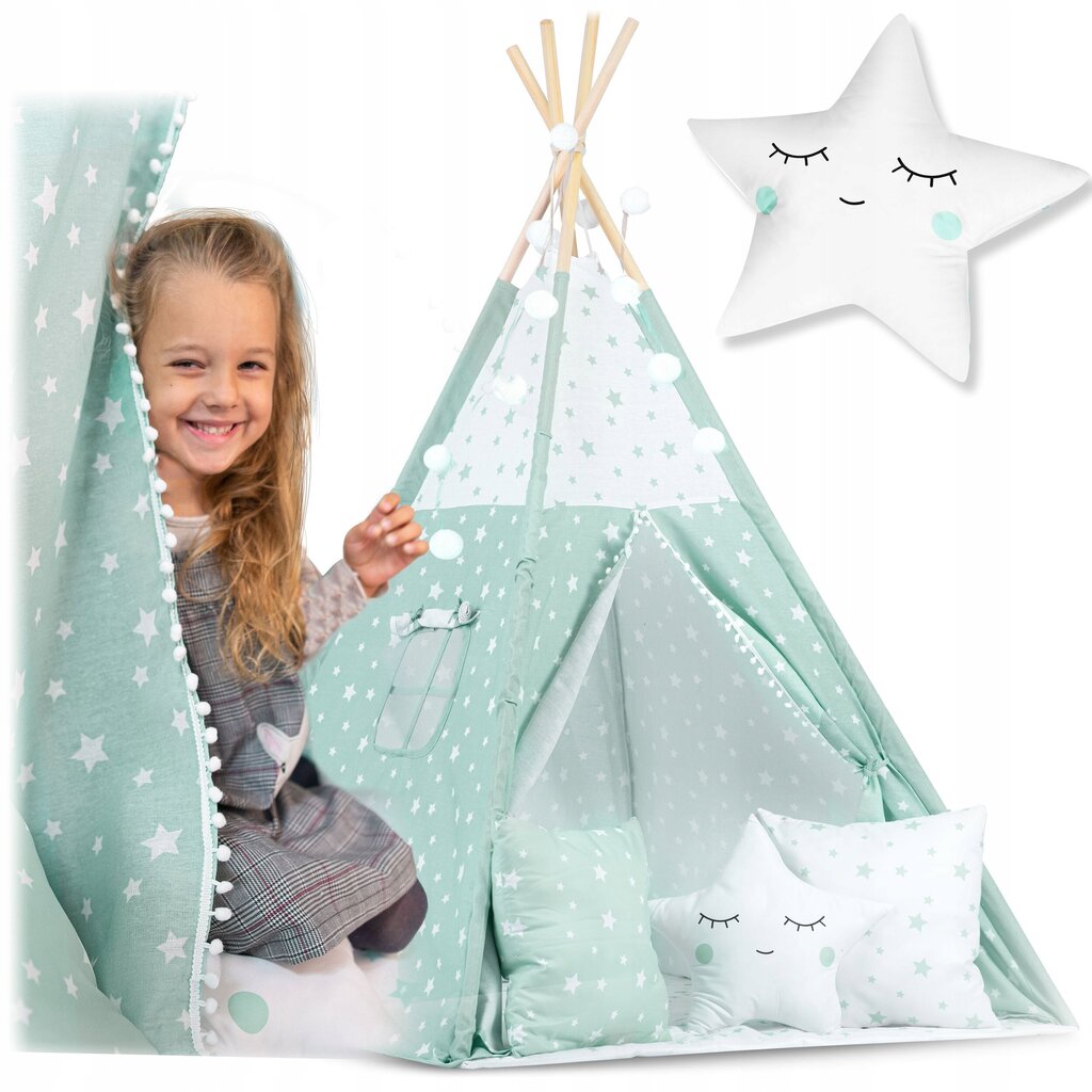 Bērnu telts ar gaismām, zaļa cena un informācija | Bērnu rotaļu laukumi, mājiņas | 220.lv