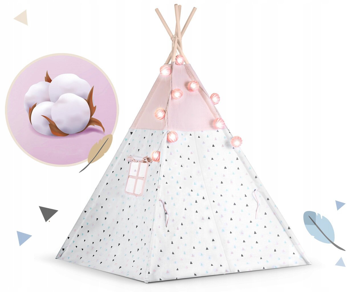 Bērnu telts ar gaismām, rozā cena un informācija | Bērnu rotaļu laukumi, mājiņas | 220.lv