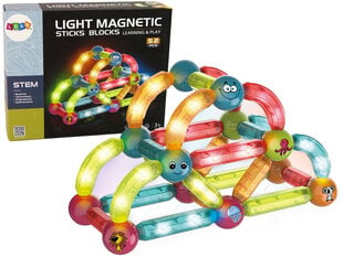 LIGHT MAGNETIC STICKS набор развивающих магнитных блоков, 52 эл. цена и информация | Конструкторы и кубики | 220.lv