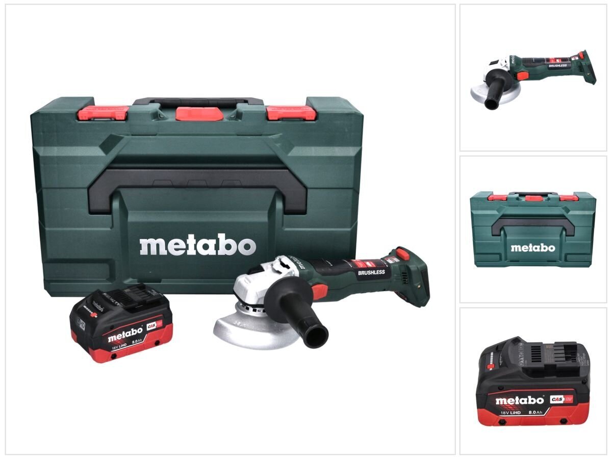 Аккумуляторная угловая шлифовальная машина Metabo W 18 LT BL 11-125, 18 В,  с аккумулятором и без зарядного устройства цена | 220.lv