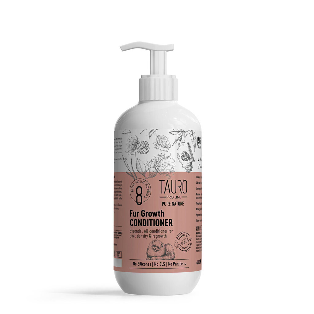 Suņu un kaķu spalvas augšanu veicinošs kondicionieris Tauro Pro Line Pure Nature Fur Growth, 400 ml цена и информация | Kosmētiskie līdzekļi dzīvniekiem | 220.lv