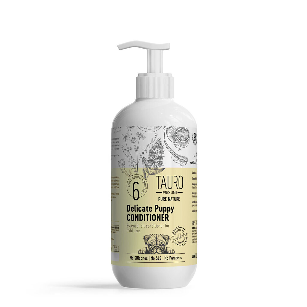 Kucēnu kažokādas kondicionieris Tauro Pro Line Pure Nature Delicate Puppy, 400 ml cena un informācija | Kosmētiskie līdzekļi dzīvniekiem | 220.lv