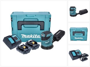 Bezvadu ekscentriskā slīpmašīna Makita DBO 180 SYJ 18 V 125 mm + 2x akumulators 1,5 Ah + lādētājs + Makpac cena un informācija | Slīpmašīnas | 220.lv