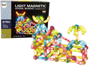 LIGHT MAGNETIC STICKS Магнитные колоды, 128 шт. цена и информация | Конструкторы и кубики | 220.lv