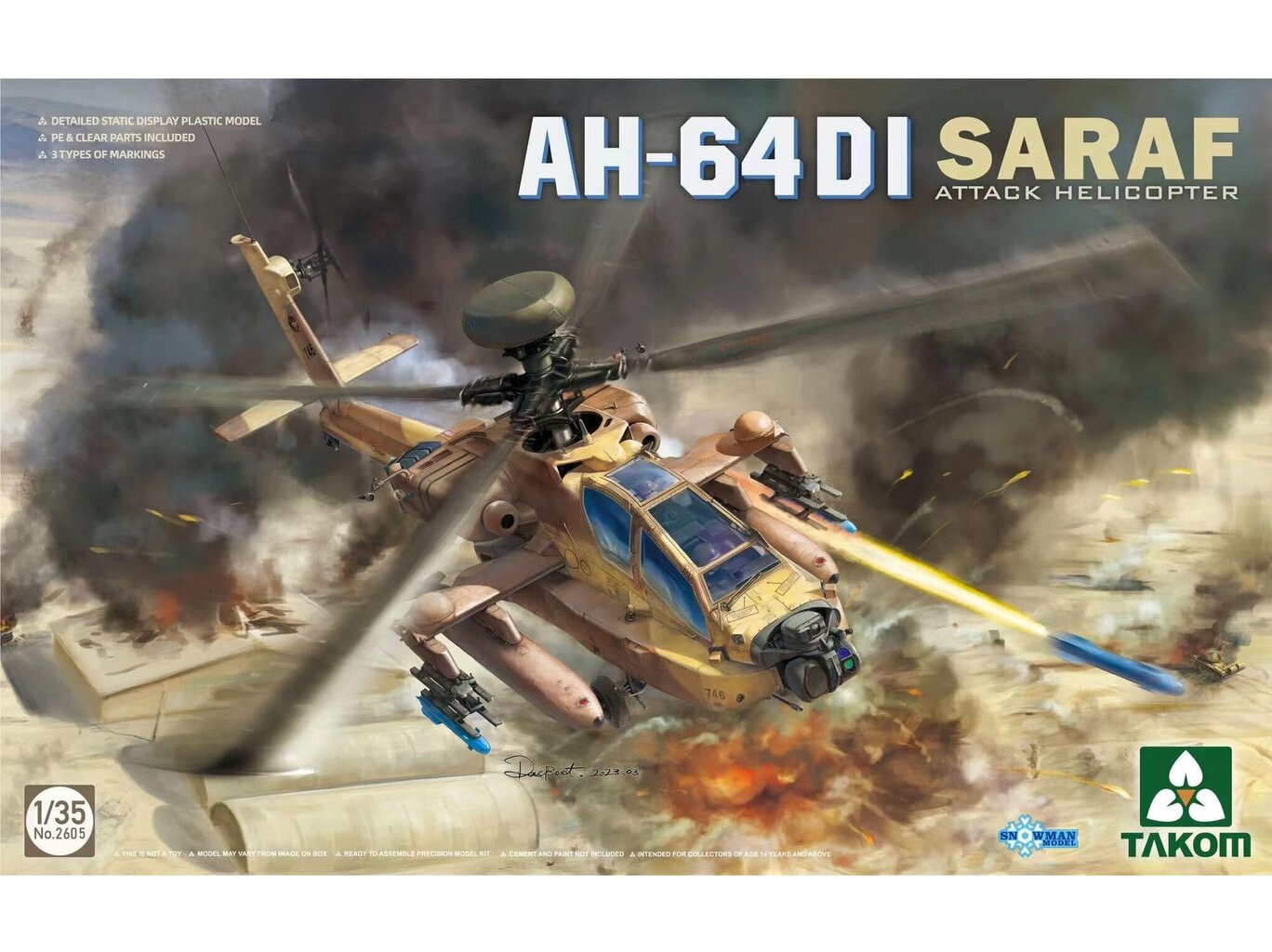 Takom - AH-64DI Saraf Attack Helicopter, 1/35, 2605 цена и информация | Konstruktori | 220.lv