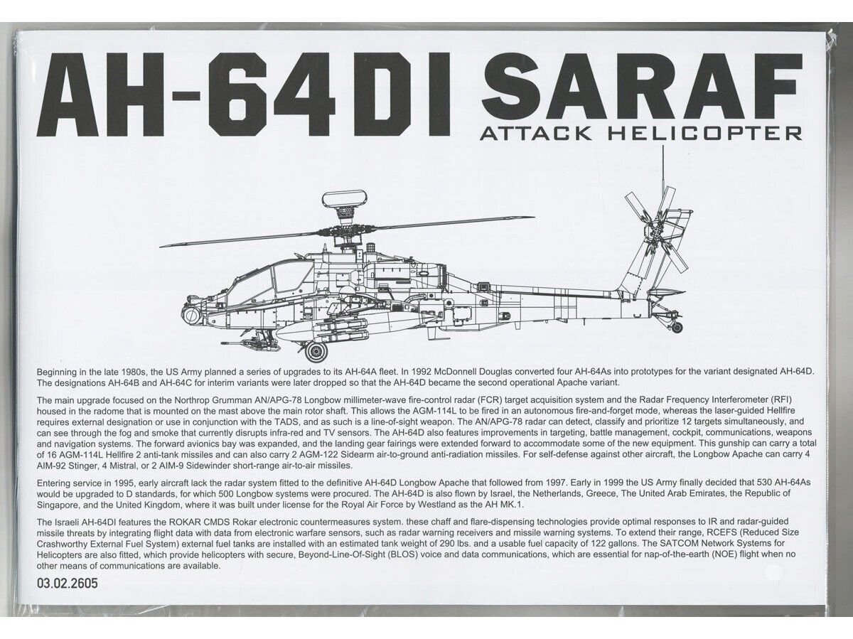 Takom - AH-64DI Saraf Attack Helicopter, 1/35, 2605 цена и информация | Konstruktori | 220.lv