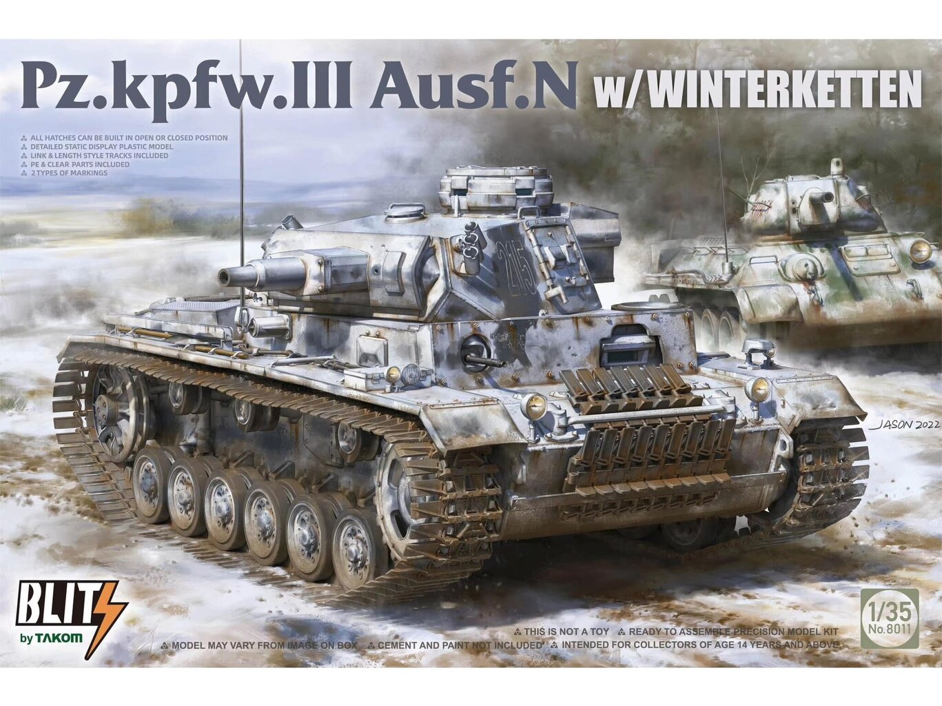 Takom - Pz.Kpfw. Ill Ausf. N w/Winterketten, 1/35, 8011 cena un informācija | Konstruktori | 220.lv