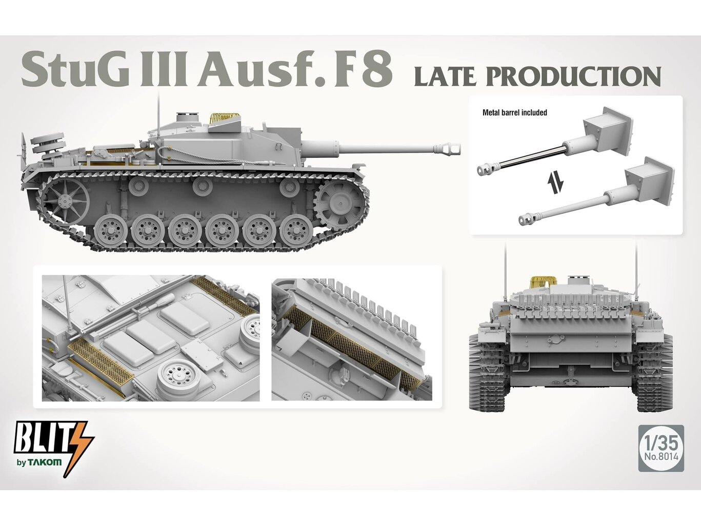 Takom - Stug III Ausf.F8 Late Production, 1/35, 8014 cena un informācija | Konstruktori | 220.lv