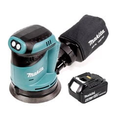 Аккумуляторная эксцентриковая шлифмашинка Makita DBO 180 G1 18 В 125 мм + 1 аккумулятор 6,0 Ач - нет зарядного устройства цена и информация | Шлифовальные машины | 220.lv