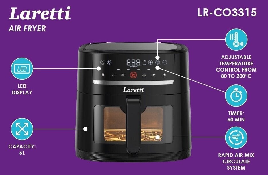 Laretti LR-CO3315 cena un informācija | Taukvāres katli, aerogrili | 220.lv