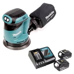 Аккумуляторная эксцентриковая шлифмашинка Makita DBO 180 RG 18 В 125 мм + 2х аккумулятора 6,0 Ач + зарядное устройство цена и информация | Шлифовальные машины | 220.lv