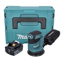 Аккумуляторная эксцентриковая шлифовальная машинка Makita DBO 180 F1J 18 В 125 мм + 1х аккумулятор 3,0 Ач + Makpac - без зарядного устройства цена и информация | Шлифовальные станки | 220.lv