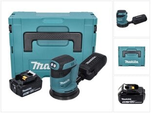 Аккумуляторная эксцентриковая шлифовальная машинка Makita DBO 180 G1J 18 В 125 мм + 1х аккумулятор 6,0 Ач + Makpac - без зарядного устройства цена и информация | Шлифовальные машины | 220.lv