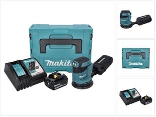 Аккумуляторная эксцентриковая шлифовальная машинка Makita DBO 180 RG1J 18 В 125 мм + 1х аккумулятор 6,0 Ач + зарядное устройство + Makpac цена и информация | Шлифовальные станки | 220.lv