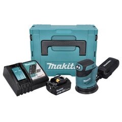 Аккумуляторная эксцентриковая шлифовальная машинка Makita DBO 180 RG1J 18 В 125 мм + 1х аккумулятор 6,0 Ач + зарядное устройство + Makpac цена и информация | Шлифовальные машины | 220.lv