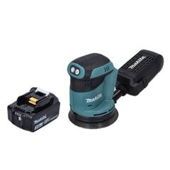 Аккумуляторная эксцентриковая шлифовальная машинка Makita DBO 180 F1 18 В 125 мм + 1х аккумулятор 3,0 Ач - без зарядного устройства цена и информация | Шлифовальные станки | 220.lv