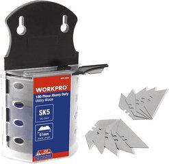 WorkPro Trapezoidal Blades, 100 PC. 0,6 мм толщина лезвия SK5 из нержавеющей стали в доноре, замена лезвий для складных ножей цена и информация | Механические инструменты | 220.lv