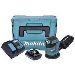 Аккумуляторная эксцентриковая шлифовальная машинка Makita DBO 180 SY1J 18 В 125 мм + 1х аккумулятор 1,5 Ач + зарядное устройство + Makpac цена и информация | Шлифовальные машины | 220.lv