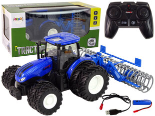 Radiovadāms metāla traktors LeanToys, zils cena un informācija | Rotaļlietas zēniem | 220.lv
