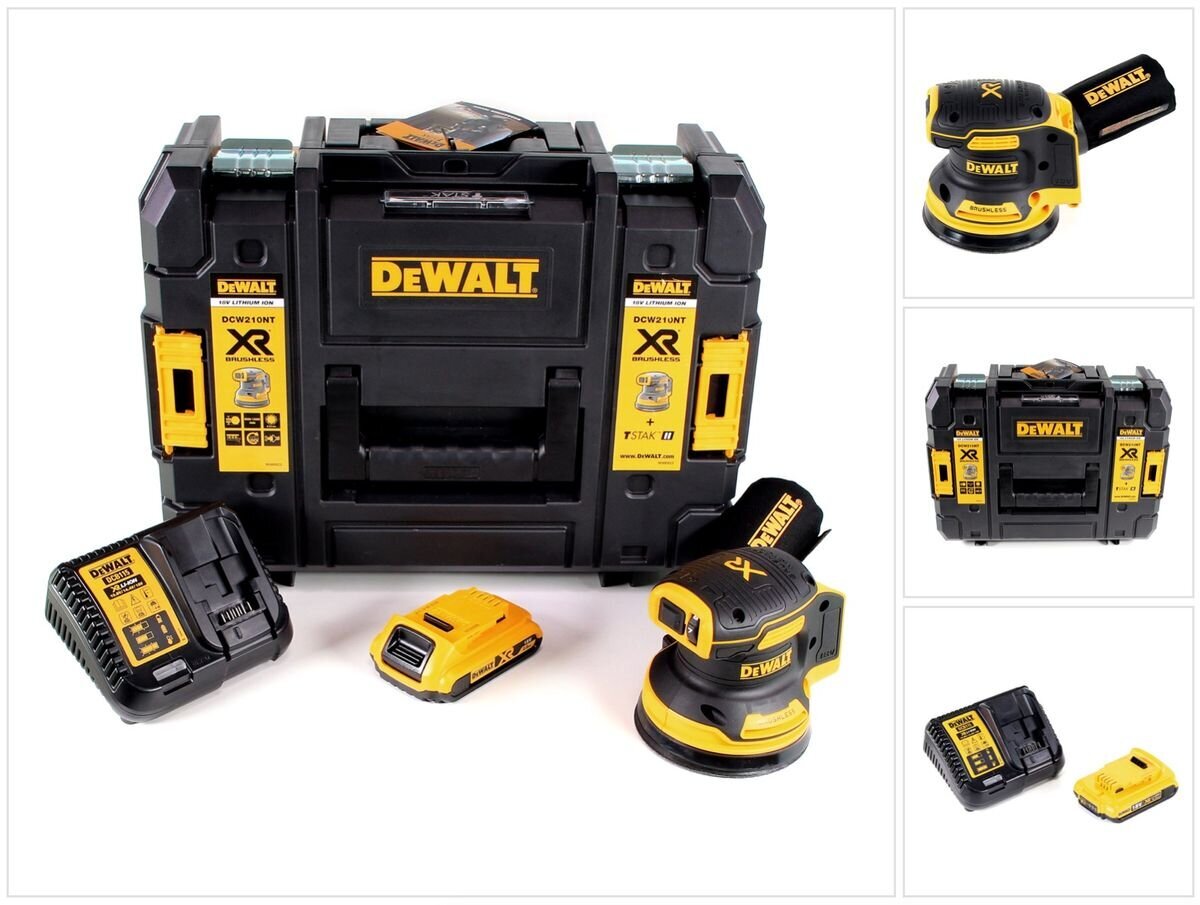 Bezvadu orbitālā slīpmašīna DeWalt DCW 210 D1, 18V, ar akumulatoru un lādētāju cena un informācija | Slīpmašīnas | 220.lv