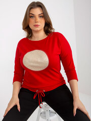 красная блузка больших размеров с рукавом 3/4 и принтом цена и информация | Женские блузки, рубашки | 220.lv