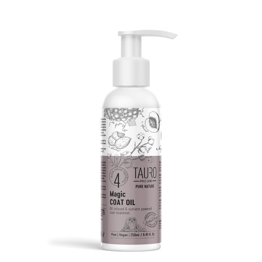 Suņu spalvas kopšanas eļļa Tauro Pro Line Pure Nature magic coat oil, 250 ml cena un informācija | Kosmētiskie līdzekļi dzīvniekiem | 220.lv