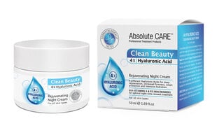 Ночной омолаживающий крем для лица Absolute Care Hyaluronic Acid, 50 мл цена и информация | Наносите на чистую кожу лица. Подержите около 10-15 минут и смойте водой. | 220.lv