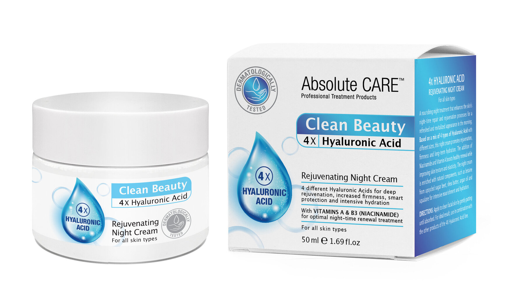 Nakts atjaunojošs sejas krēms Absolute Care Hyaluronic Acid, 50 ml cena un informācija | Sejas krēmi | 220.lv