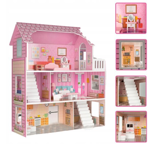 Koka leļļu māja Lulilo Trikito, rozā cena un informācija | Rotaļlietas meitenēm | 220.lv