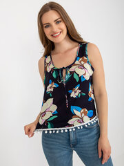 темно-синяя летняя блузка без рукавов с цветочным принтом цена и информация | Женские блузки, рубашки | 220.lv