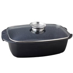 Herzberg HG-7032RG: Кастрюля-гриль 32 см с мраморным покрытием, черная цена и информация | Формы, посуда для выпечки | 220.lv