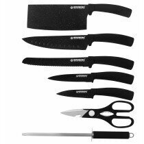 Herzberg HG-MSN8BLM: Набор из 8 ножей с держателем из акрила - черный мрамор цена и информация | Ножи и аксессуары для них | 220.lv