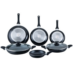 Herzberg HG-6010: набор посуды из 8 предметов с мраморным покрытием, черный цена и информация | Кухонные принадлежности | 220.lv