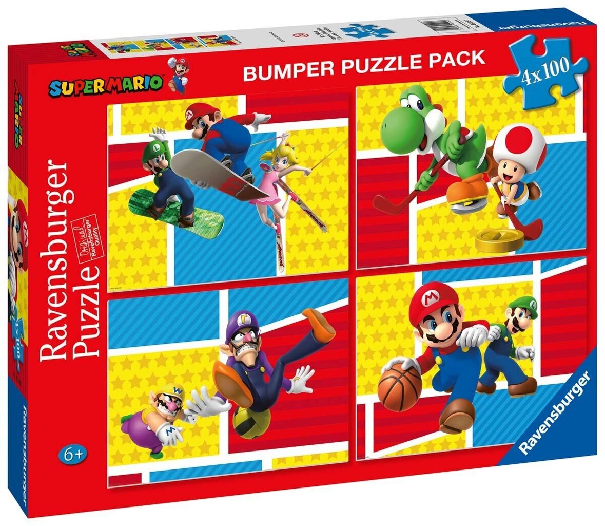 Puzles komplekts Ravensburger Super Mario, 5195, 4x100 d. cena un informācija | Puzles, 3D puzles | 220.lv