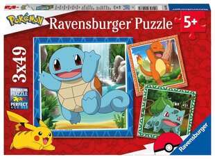 Puzles komplekts Ravensburger Pokémon, 5586, 3x49 d. цена и информация | Пазлы | 220.lv