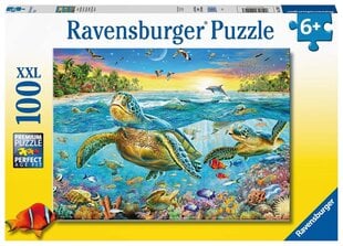 Puzle Ravensburger Peld ar jūras bruņurupučiem, 12942, 100 d. cena un informācija | Puzles, 3D puzles | 220.lv