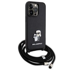 Karl Lagerfeld KLHCP13LSAKCPSK iPhone 13 Pro | 13 6.1" hardcase czarny|black Crossbody Saffiano Metal Pin Karl & Choupette цена и информация | Чехлы для телефонов | 220.lv