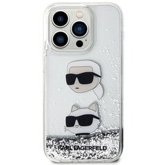 Karl Lagerfeld KLHCP14LLDHKCNS iPhone 14 Pro 6.1" srebrny|silver hardcase Liquid Glitter Karl & Choupette Heads цена и информация | Чехлы для телефонов | 220.lv