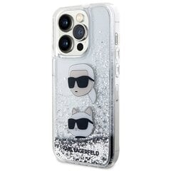 Karl Lagerfeld KLHCP14LLDHKCNS iPhone 14 Pro 6.1" srebrny|silver hardcase Liquid Glitter Karl & Choupette Heads цена и информация | Чехлы для телефонов | 220.lv