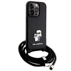 Karl Lagerfeld KLHCP14LSAKCPSK iPhone 14 Pro 6.1" hardcase czarny|black Crossbody Saffiano Metal Pin Karl & Choupette цена и информация | Чехлы для телефонов | 220.lv