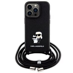 Karl Lagerfeld KLHCP14LSAKCPSK iPhone 14 Pro 6.1" hardcase czarny|black Crossbody Saffiano Metal Pin Karl & Choupette цена и информация | Чехлы для телефонов | 220.lv