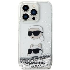 Karl Lagerfeld KLHCP14XLDHKCNS iPhone 14 Pro Max 6.7" srebrny|silver hardcase Liquid Glitter Karl & Choupette Heads цена и информация | Чехлы для телефонов | 220.lv