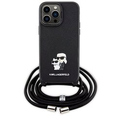 Karl Lagerfeld KLHCP14XSAKCPSK iPhone 14 Pro Max 6.7" hardcase czarny|black Crossbody Saffiano Metal Pin Karl & Choupette цена и информация | Чехлы для телефонов | 220.lv