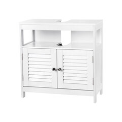Шкаф под раковину VASAGLE белый, серый цена и информация | Шкафчики для ванной | 220.lv
