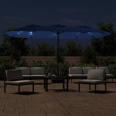 Saulessargs ar 2 jumtiņiem un LED vidaXL, zils цена и информация | Зонты, маркизы, стойки | 220.lv