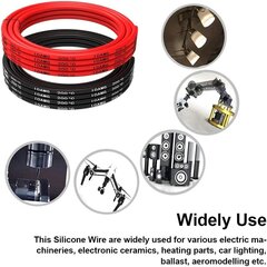 Гибкий 5-метровый провод 10 AWG с изоляцией из силикона [2,5 м черный и 2,5 м красный] Провод из оловянной меди, Устойчивость к высоким температурам цена и информация | Кабели и провода | 220.lv