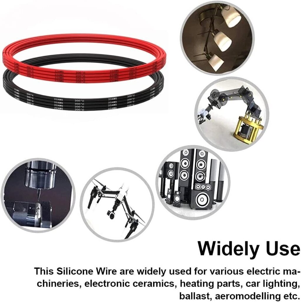 Silikona elektriskā vada kabelis AWG, 5 m цена и информация | Kabeļi un vadi | 220.lv